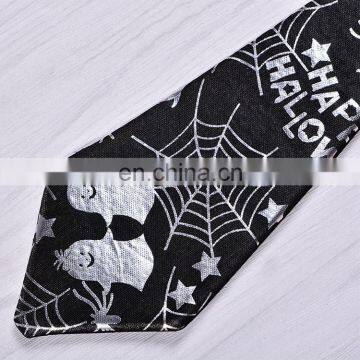 Halloween Black Ghost Spiderweb Print Funny Tie photo-3