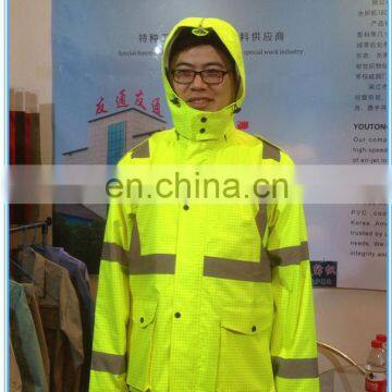 Mens Flame retardant antistatic High Visibility hooded jacket