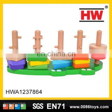Children's Traditional 3D crocodile board 16pcs Wooden Infant Toy blocks wooden Toys for Kids
