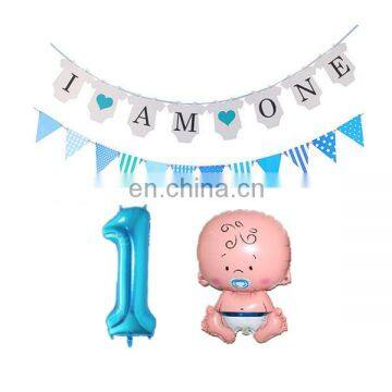 birthday party decorations 1st birthday number 1 baby boy foil balloons I am one birthday banner