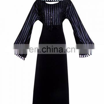 Black Colour Lycra Burkha With Net & Printed Satin / Black Stone Work Burkha Also On Sleeves & Dupatta (dubai abaya2017)