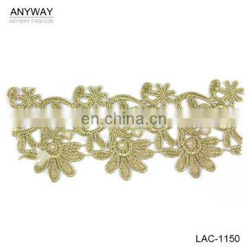 Flower cotton gold trimming gold flower lace trim yard for garment