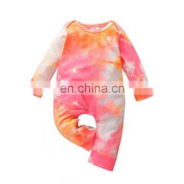 Posh Baby Ribbed Tiedye Jumpsuit Long Sleeve Bodysuit Tie Dye Romper photo-3