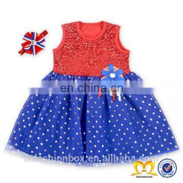 Girl Pageant Dress Made In China One Piece Girl Party Dress Royal Blue Baby Sequin Wedding photo-3