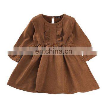 children's girls solid red brown dress