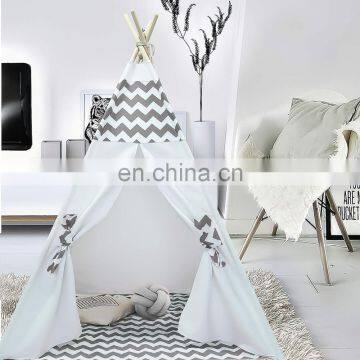 Kids Cotton Canvas Teepee Tent Children Play Tent Indoor Outdoor Toy Tent for Girls and Boys