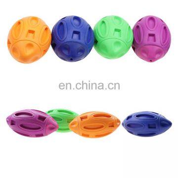 Pet Squeaky Toys Rubber Rugby Ball Interactive and Training Chew Toys Fetch Toy Ball for Dogs photo-4
