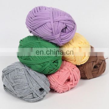 China Fancy Yarn Supplier Cheap Wholesale 100% Polyester hand Knitting Yarn T shirt cloth strip Yarn For Crochet Knitting