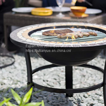 Outdoor Metal Brazier Square Table Firepit Garden Patio Heater/BBQ/Ice Pit With Waterproof Cover (Fire Pit & Grill) photo-3