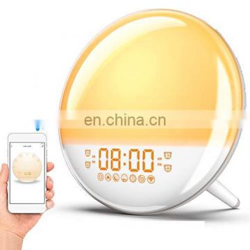 Sunrise Alarm Clock Wake Up Light, Smart WIFI Sunset Simulation Digital LED Clock Support APP Control