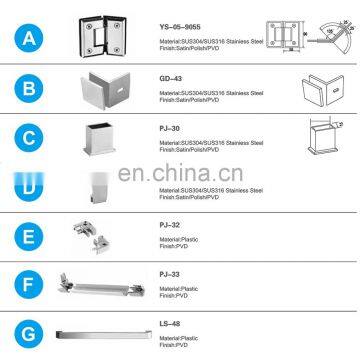 Safe Frameless Glass Shower Room House Stainless Steel Fittings Pull Sliding Door photo-3