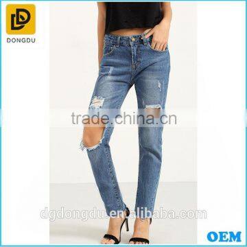 S-XL Hole Design blue women Jeans Wholesale