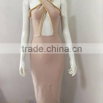 2016 New Black White Khaki Sey Deep V-neck Beading Bodycon Elegant Celebrity Party Pencil Women Knee-length Bandage Dress photo-6