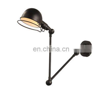 Hot Sale Industrial Retro Manipulator Metal Wall Lamp Long Arm Telescopic Swing Double Section Black Wall Light