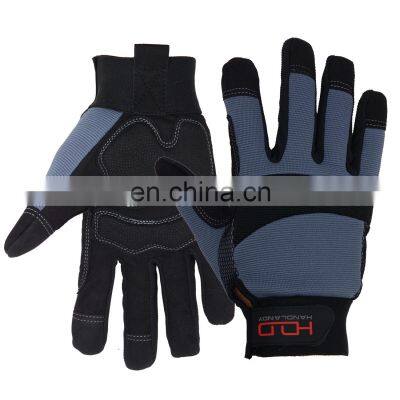 HANDLANDY Touchscreen Vibration Resistant Safety Hand Working Leather Mechanic Gloves