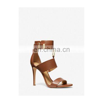 unique decorated high quality sandals design high heel ankle strap glitter sandals shoes women shoes