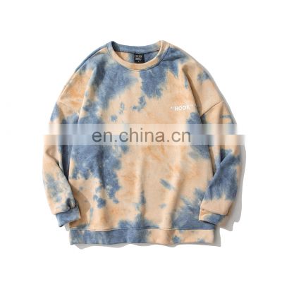 Japanese tie-dye male hip-hop couple jacket ins spring and autumn long-sleeved street loose bf round neck sweater