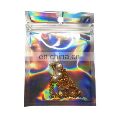 Custom Packaging Bag Holographic Foil Packing Bags Small Zip lock Bags For Packaging Jewelry