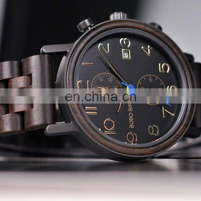BOBO BIRD Custom Your Own Love Logo Chronograph Multifunction Function Wood and Steel Watches Unisex photo-5