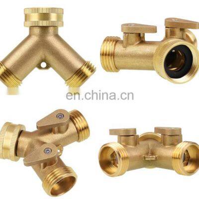 Factory Direct Supply Garden Hose Splitter 2 Way Brass Garden Hose Quick Connector Used for Garden Watering photo-2