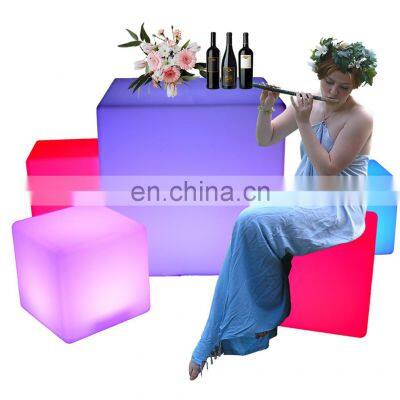 outdoor cube led wall light /Rechargeable LED illuminated Bar plastic cube led light cube tables and hookah chairs for garden