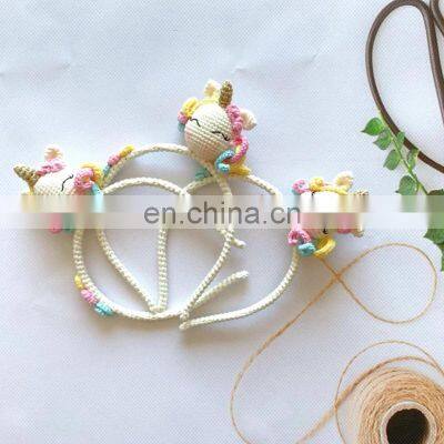 Hot Sale Crochet Unicorn Headband Accessories For Babies, Hair Bow Vietnam Supplier Cheap Wholesale