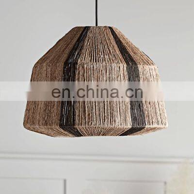 Natural Material Jute Lampshade Stripe Rope Nature Straw Pendant Light Decor Home Vietnam Supplier photo-2