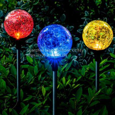 Decoration Color-Changing Outdoor Landscape Garden Solar Crackle Glass Ball Globe Lights photo-4