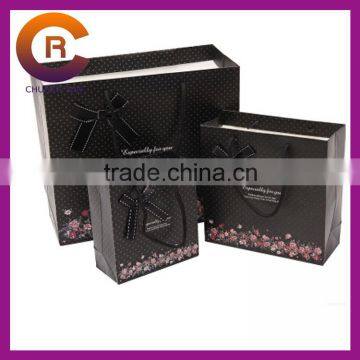 Black paper card with ribbons gift custom kids shopping bag