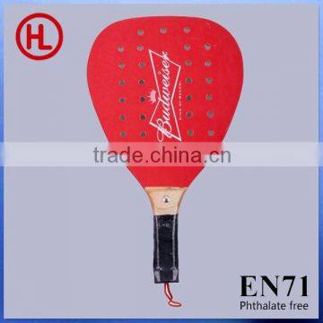 budweiser 2015 new arrival Hot sale promotion gift wooden beach tennis racket/beach paddle with holes with beach ball wholesale