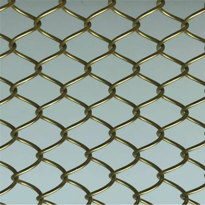 Gold Decorative Metal Coil Aluminium Alloy Wire Screen Mesh Ceiling Curtain Decoration Mesh