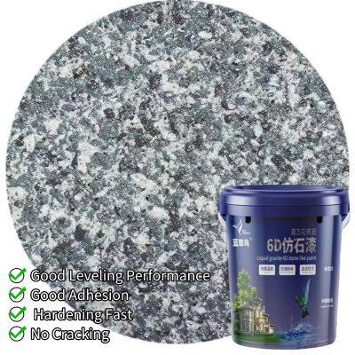 Blue Kingfisher New Form Exterior Wall Liquid Granite Stone Paint Strong Durability, Uniform Texture, Sufficient Stock photo-4