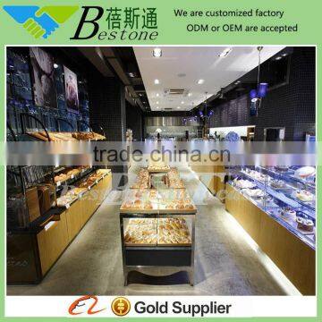 chinese wood display bread showcase stand for retail shop