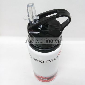 dye steam printing 550ml protable Aluminum water mug with transparent straw