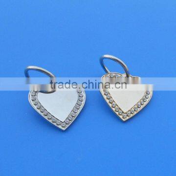 Silver and Gold Diamond Metal Heart tag