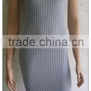 Simple sleeveless knitting wear little turtleneck long pullover dress for OL