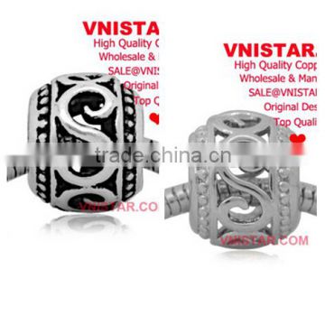 Vnistar silver plared&antique silver plated European copper alloy spacer beads for bracelet CEB005