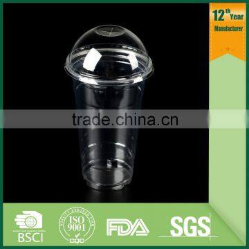700ml PET and PP transparent disposable plastic cups with dome and flat lids