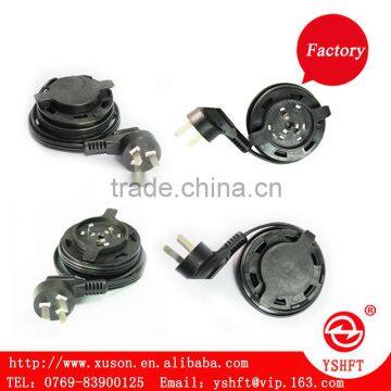 3 pins extension power cord reels and spring retractable cable reel