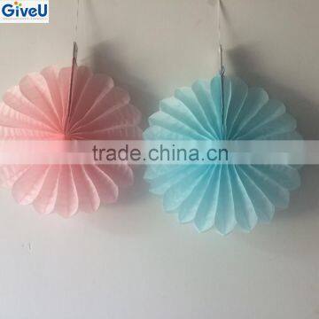 Europe Regional Feature Baby Pink and Blue Tissue Paper Fan Wall Decor