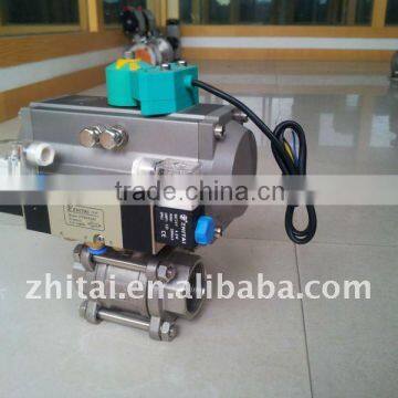 pneumatic three-piece type thread ball valve