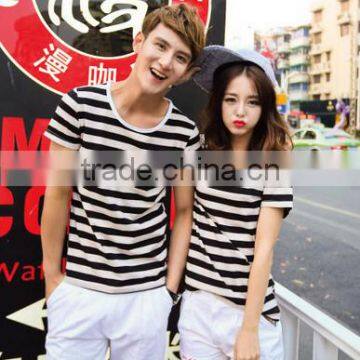 Wholesale Striped T-shirt 180grams Cotton T-shirt Manufacturer T-shirt Couple photo-2
