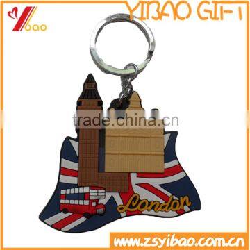 wholesales 2d custom shaped soft pvc keychain / souvenir keychain for sales