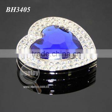 Blue Heart Crystal Rhinestones Fashion Lady Woman Hnadbag Hook Holder Foldable Alloy Metal Heart Bag Hanger photo-2