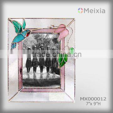 MX020012 china wholesale tiffany style stained glass hummingbird photo picture frame for gift sets