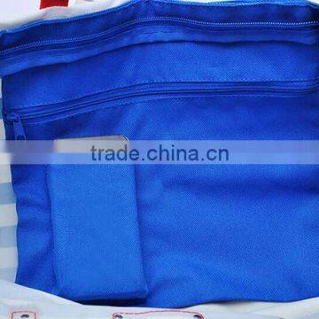 Promotional Custom Leisure Stripe Tote Bag With PVC Handle photo-3