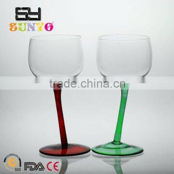 Embossed Green Colored Stem Wine Glass with Brilliant Layer