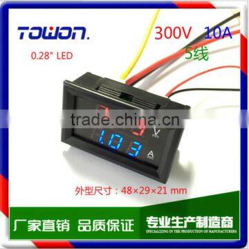 YB27VA Dual display Meter Red Blue LED Car 0-300V/10A Motorcycle DC Amp Meter Volt Gauge Voltmeter Ampere 2-in-1