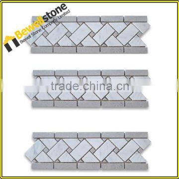 Premium Grade Tumbled Basketweave White Carrara Marble Border tiles