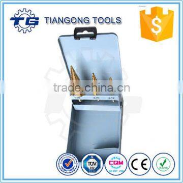 Tiangong tools HSS titanium coated step drill set